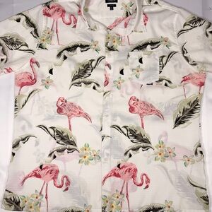 Flamingo Print Men's Shirt Size 2XL